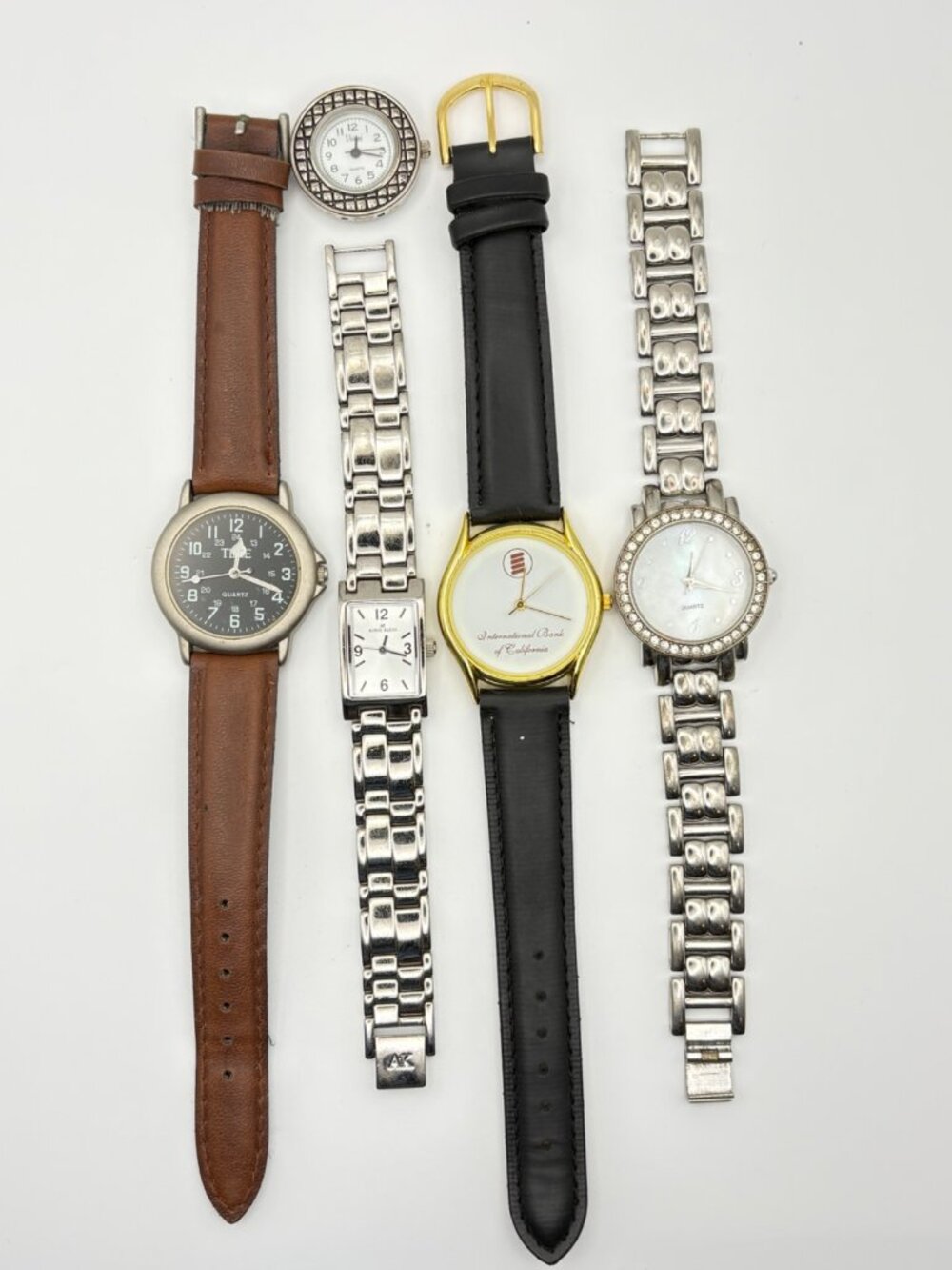 Lot of 5 Vintage & Modern Wristwatches Anne Klein Time Vivani Leather Metal